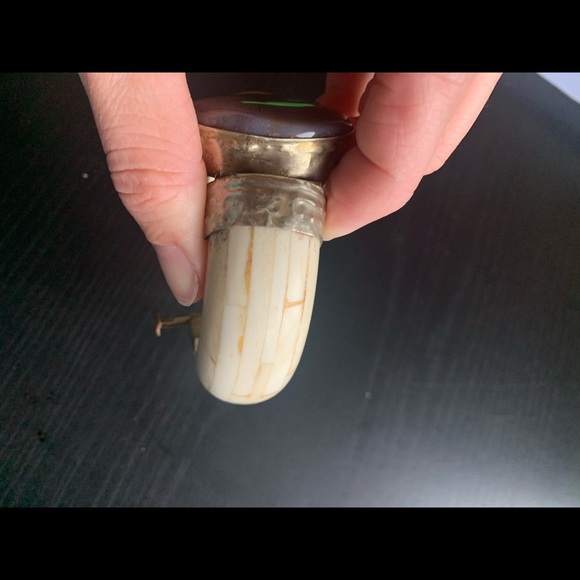 Vintage natural stone & Buffalo bone copper bangle - Picture 3 of 8